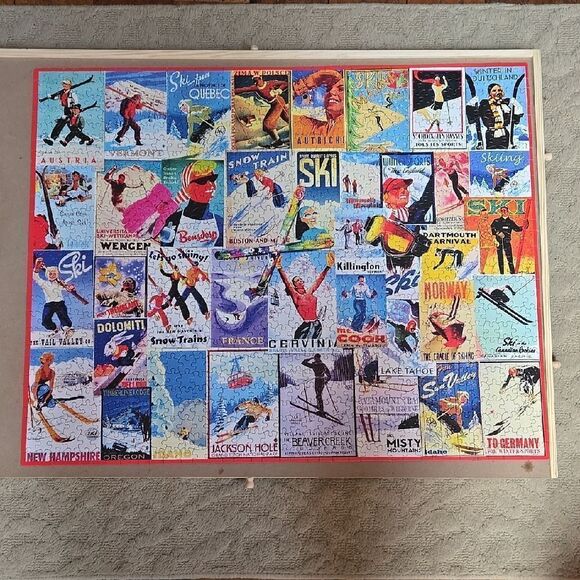 WHITE MOUNTAIN SKI POSTERS COLLAGE 1,000 PIECE PUZZLE - Picture 1 of 8
